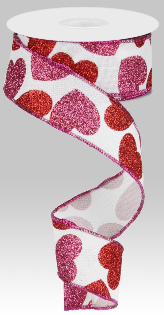 Liston San Valentin Bold Hearts - (1.5" x 10 yardas)