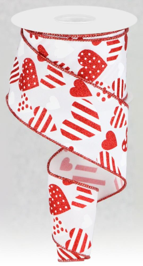 Liston San Valentin Valentine Hearts - (2.5" X 10 yardas.)
