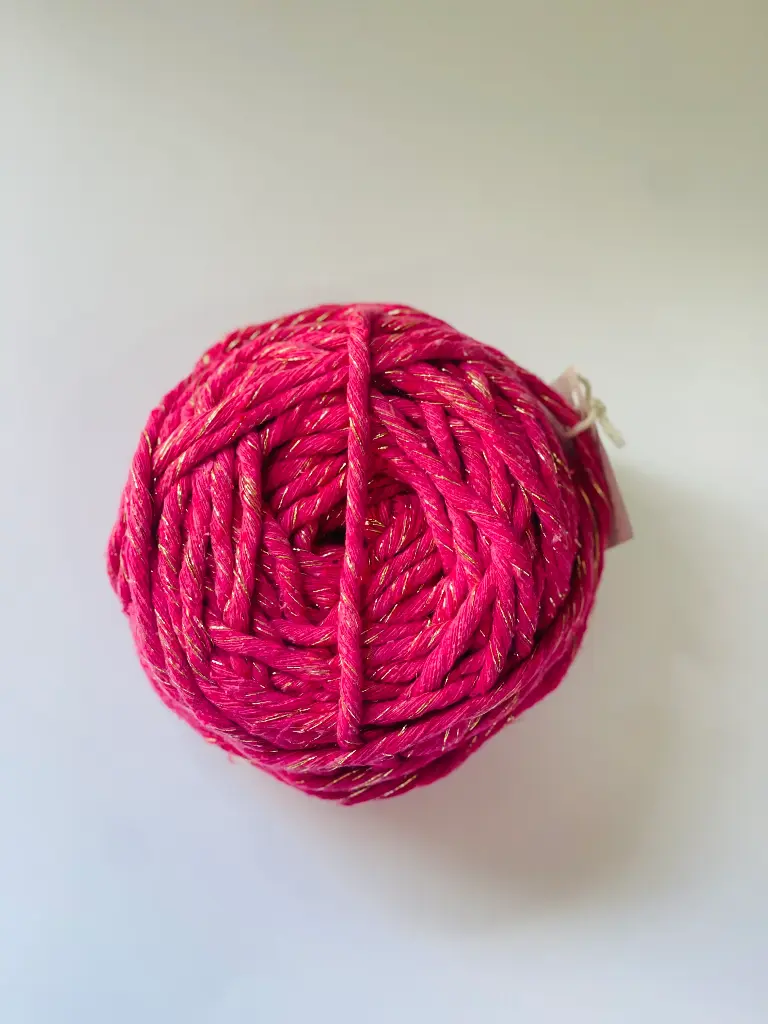 Macrame hilo Lurex - Rosa Mexicano