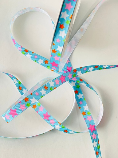 [liston-estampado-estrellas-aqua] Popotillo Estampado - Estrellas Aqua