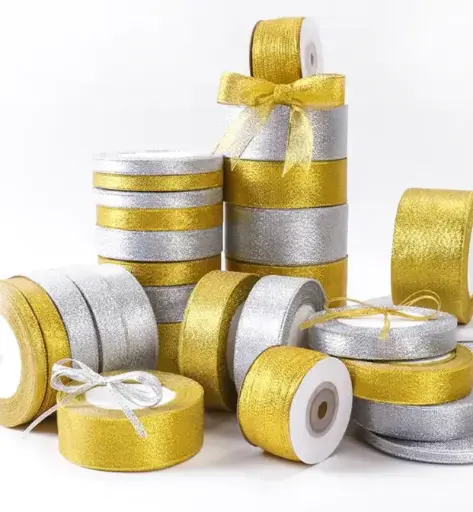 [lurex-metalico-plata-y-dorado] Lurex Metálico - Oro (1/8" (0.3 mm) x 100 yardas (91.44 metros de largo)