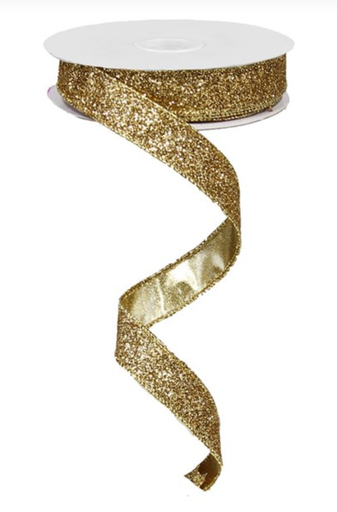 [liston-diamantina-gold-glitter-listones-navidenos-alambre-orilla-monos-envoltorioas-regalos-navidad] Liston Diamantina Gold Glitter Listones Navidenos Alambre Orilla Monos Envoltorioas Regalos Navidad - (5/8" x 10 yardas)