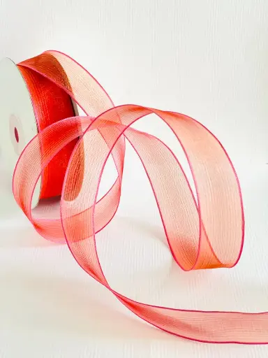 [971] Organza Alambre Rojo Rosado